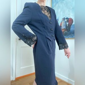 Vintage 90s Navy & Black Badgley Mischa Shift Dress size 12